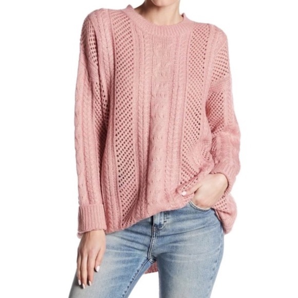 John + Jenn Pink Cable knit Tunic Sweater, Size Small - Picture 7 of 7